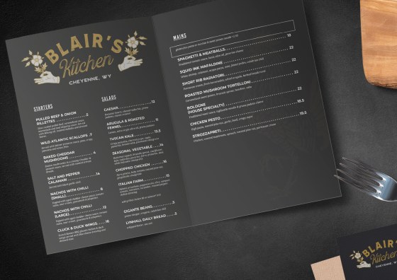 half fold menu dark