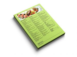 flat menu custom print