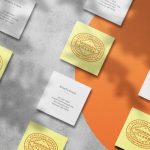 square business cards yellow white