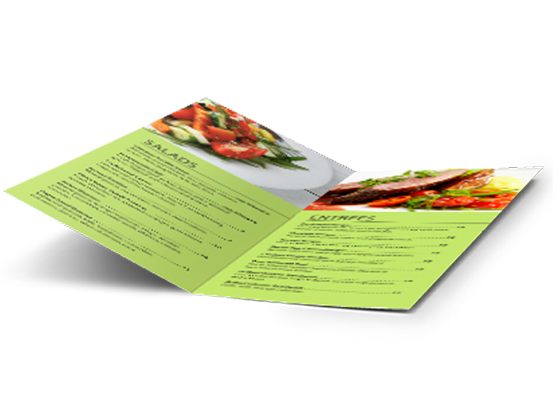 printed half folded menus