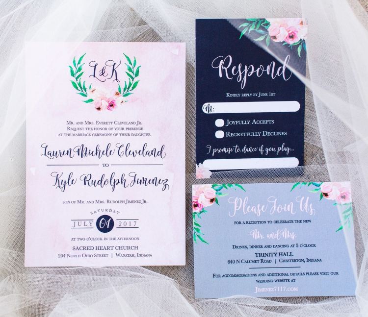 multiple color wedding invitations