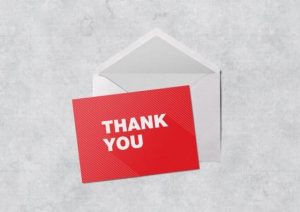 flat thank you cards red