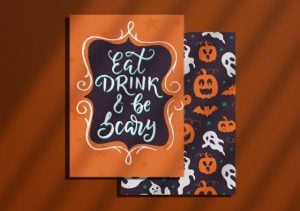 halloween themed flat holiday cards