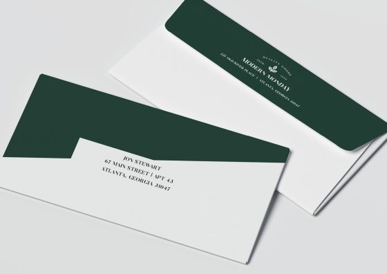 converted envelopes dark green