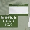 place cards green groceries